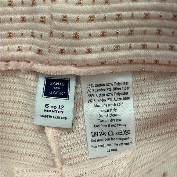 Janie and Jack Pink Textured Knit Pants with Metallic Copper Dots, Size 6-12 M - Picture 7 of 7
